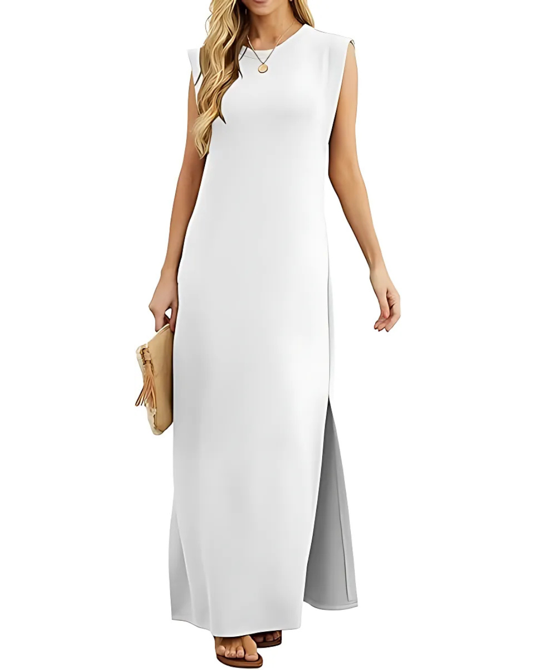 Hosszú, laza ruha oldalsó zsebekkel