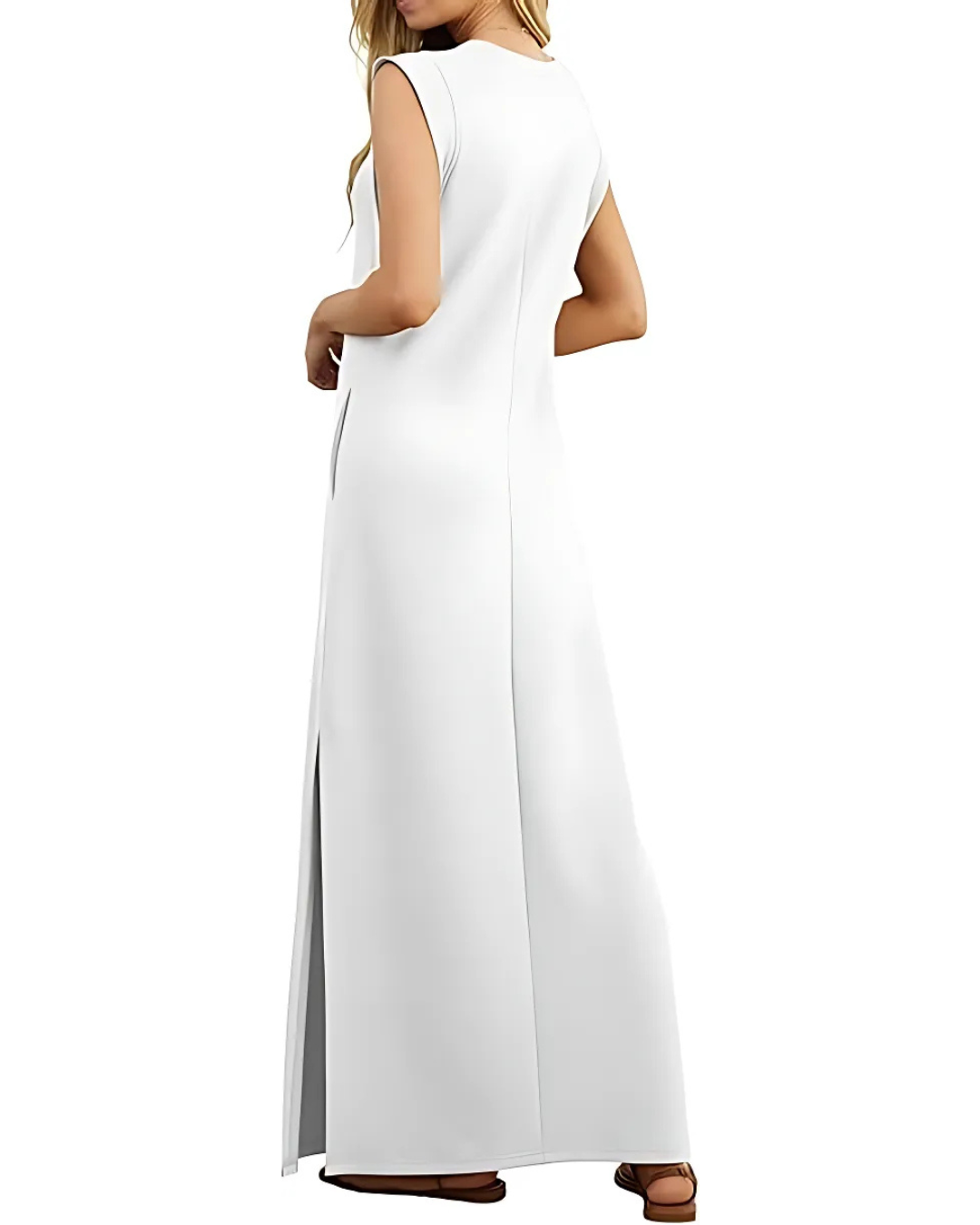 Hosszú, laza ruha oldalsó zsebekkel