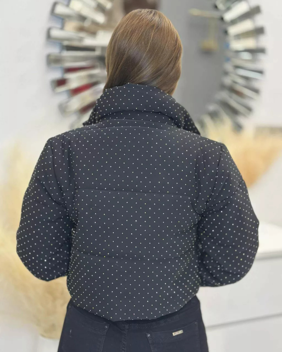 Női Téli Kabát Díszítő Kövekkel és Cipzárral