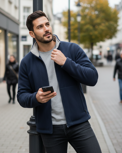 Vastag polárkabát magas gallérral, uniszex