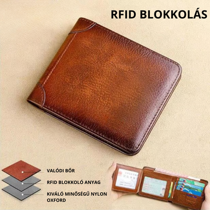 Vízálló valódi bőr pénztárca multifunkcionális RFID blokkolóval