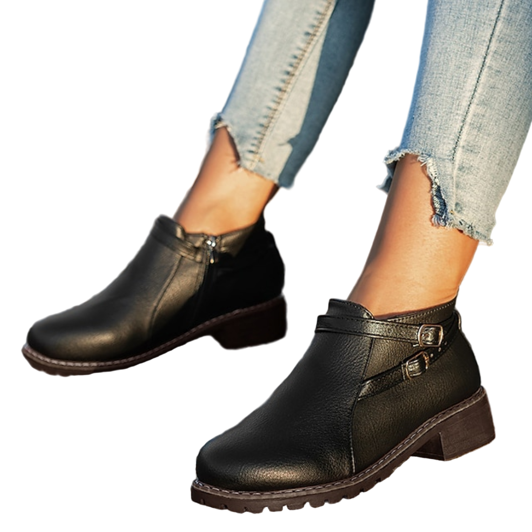 Retro Stílusú Bokacsizma Vastag Sarokkal Nőknek