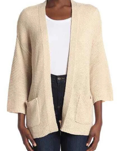 Kényelmes, nyitott elülső részű kötött kabát