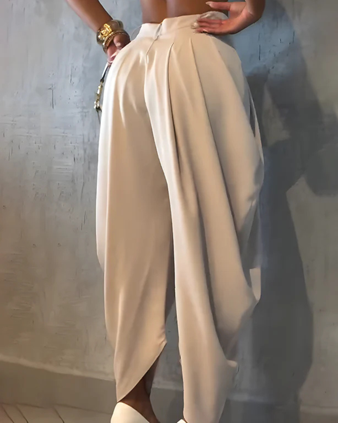 Női magas derékú laza redős alkalmi nadrág®