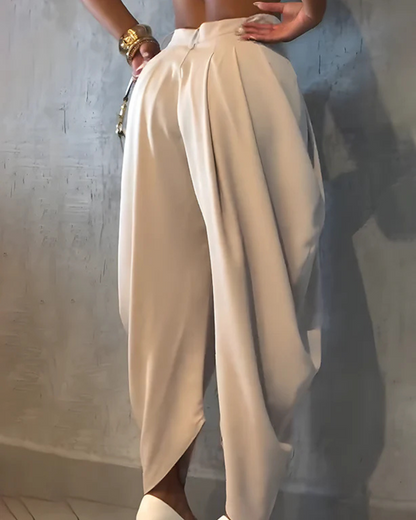 Női magas derékú laza redős alkalmi nadrág®