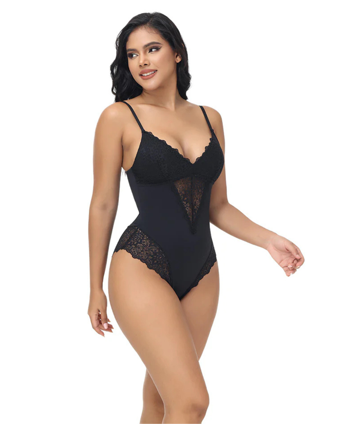 Női ujjatlan csipkés alakformáló alsó vékony pántokkal