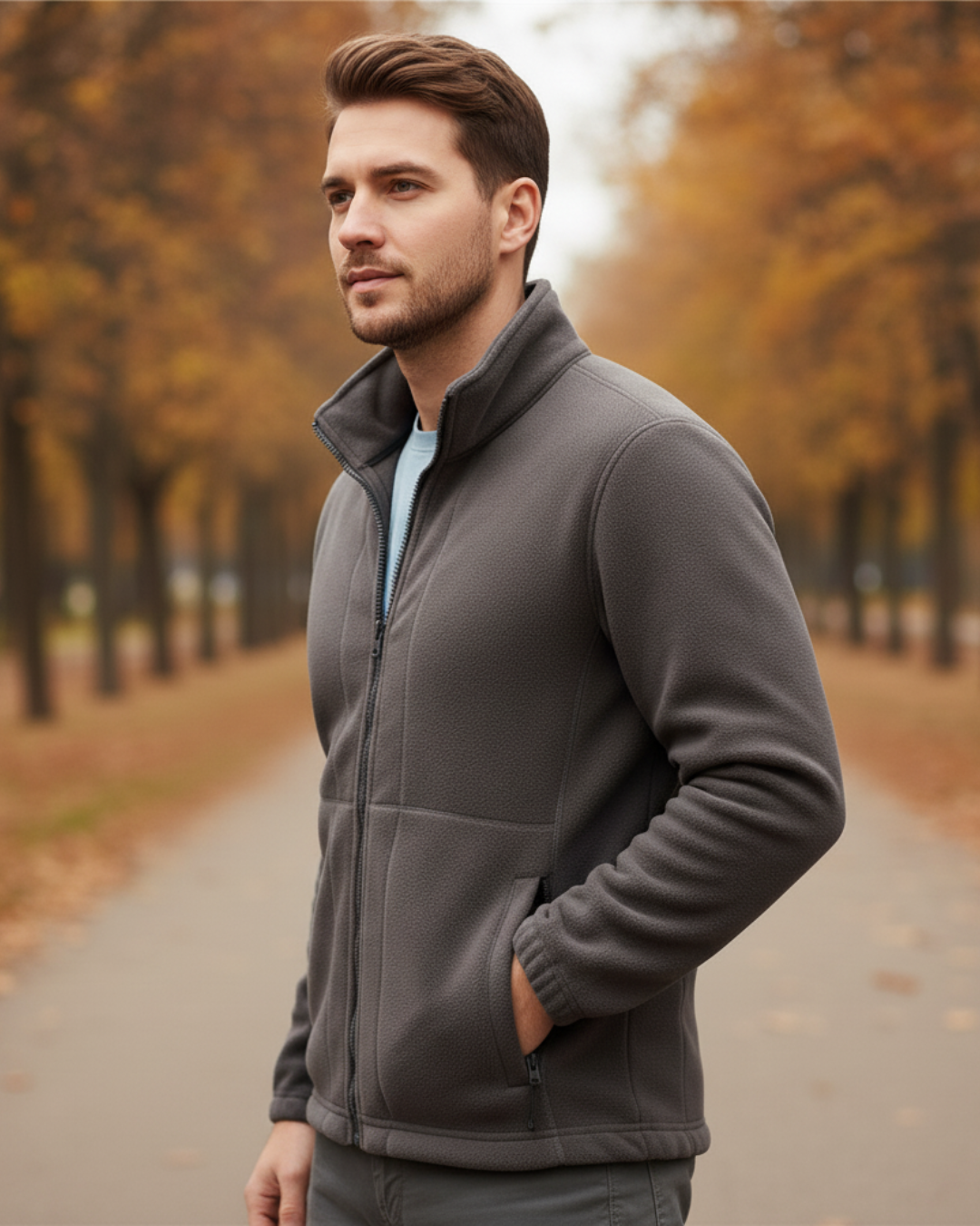 Vastag polárkabát magas gallérral, uniszex