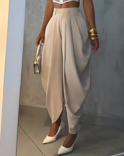 Női magas derékú laza redős alkalmi nadrág®