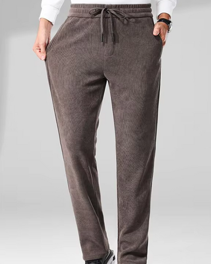 Férfi alkalmi bársony nadrág rugalmas derékkal