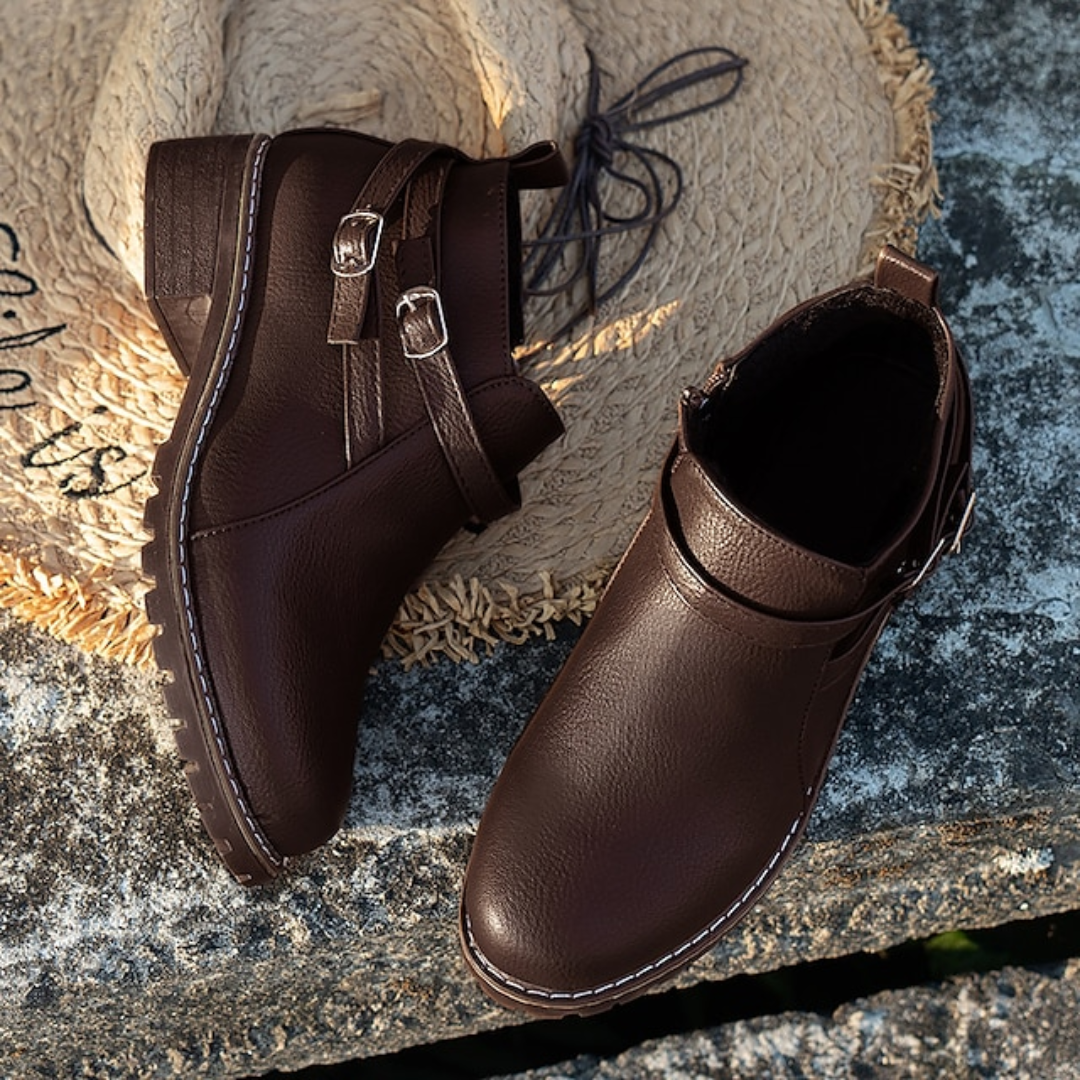 Retro Stílusú Bokacsizma Vastag Sarokkal Nőknek