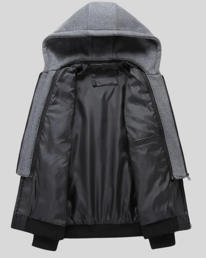 Férfi bőr kapucnis dzseki