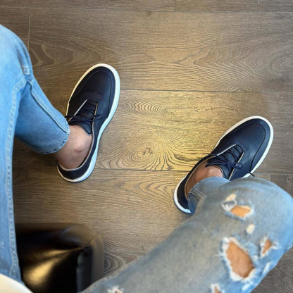 Fekete bőr cipő vastag talppal férfiaknak