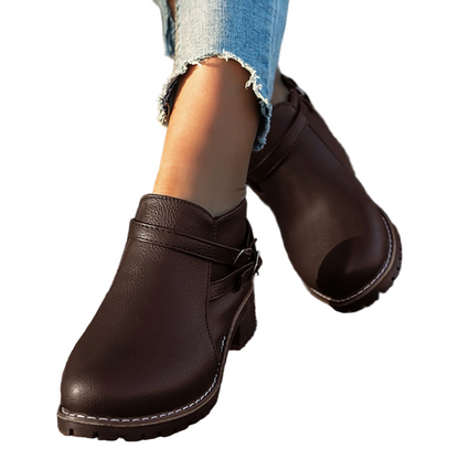 Retro Stílusú Bokacsizma Vastag Sarokkal Nőknek