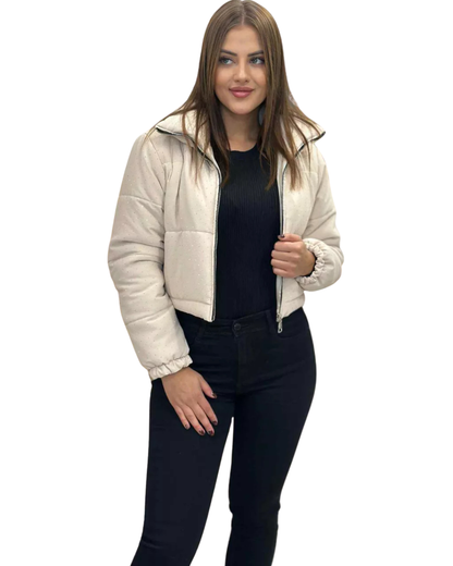 Női Téli Kabát Díszítő Kövekkel és Cipzárral