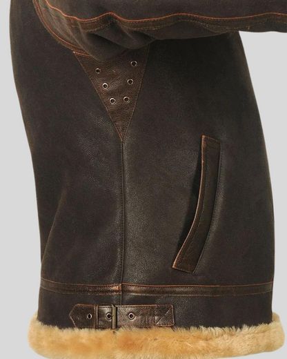 Férfi bőr és plüss pilóta kabát