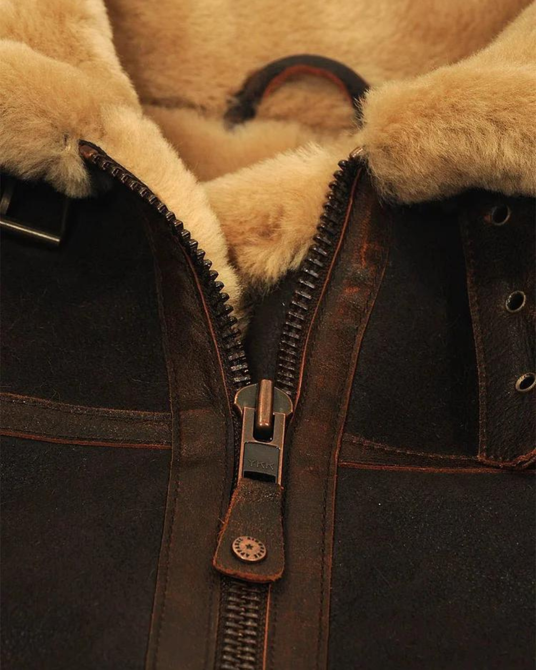 Férfi bőr és plüss pilóta kabát