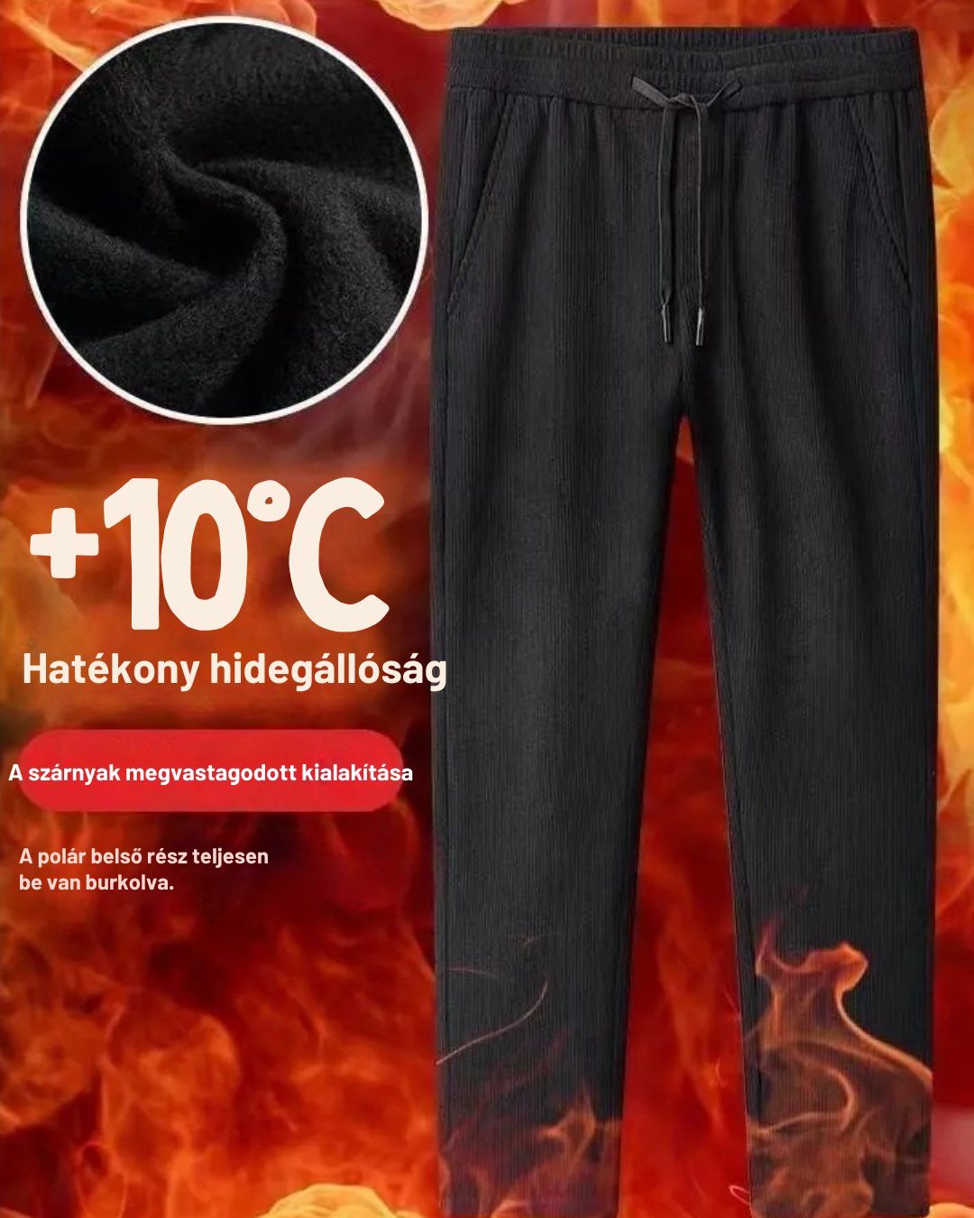 Férfi alkalmi bársony nadrág rugalmas derékkal