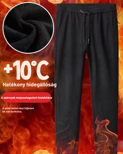 Férfi alkalmi bársony nadrág rugalmas derékkal